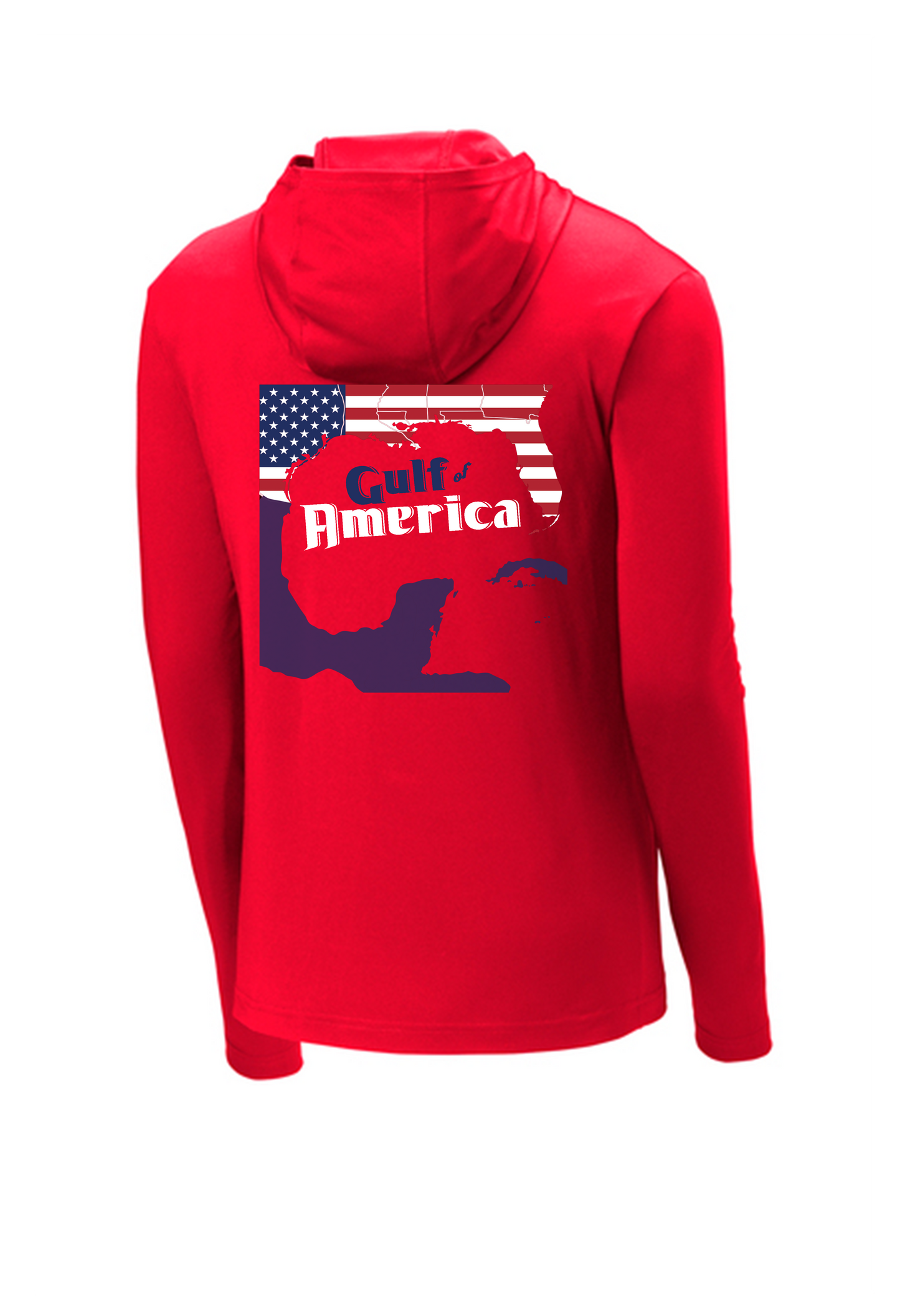 #CBG GULF OF AMERICA HOODED FISHING LONG SLEEVE DRIFIT (RED)