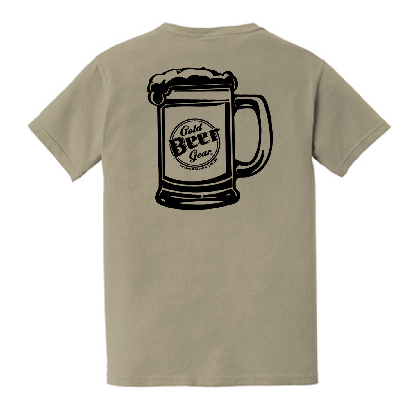 CBG COMFORT COLOR POCKET TEE (KHAKI W/BLACK WITH BEER MUG LOGO)