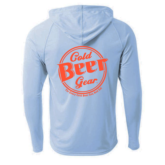 CBG HOODED FISHING LONG SLEEVE DRIFIT (LIGHT BLUE WITH CORAL)