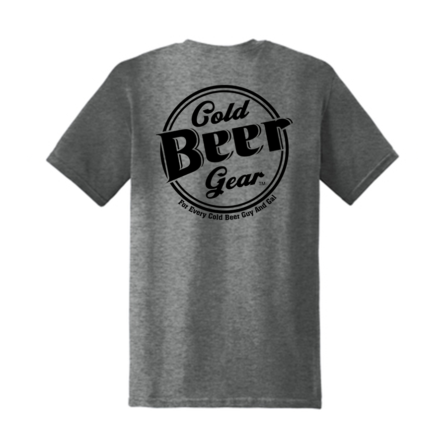 CBG Corner Logo Front /Cold Beer Gear Logo Back Short Sleeve Soft Style T (GREY HEATHERED/BLACK)