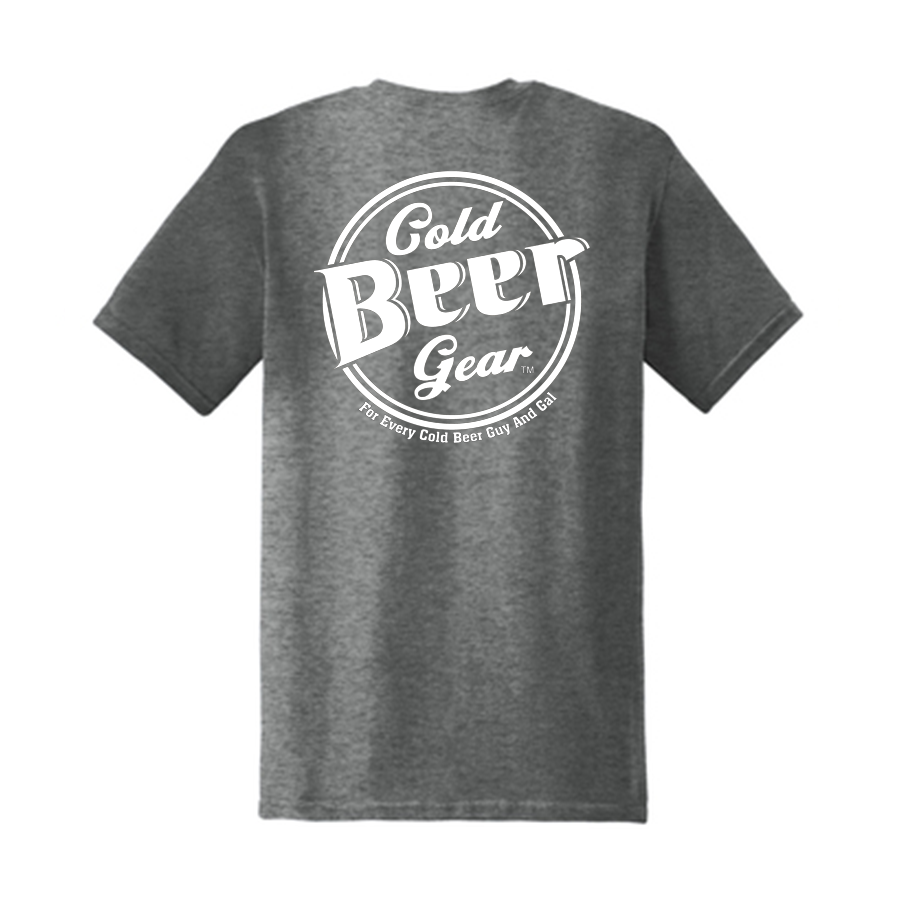 CBG Corner Logo Front /Cold Beer Gear Logo Back Short Sleeve Soft Style T (GREY HEATHERED/WHITE)