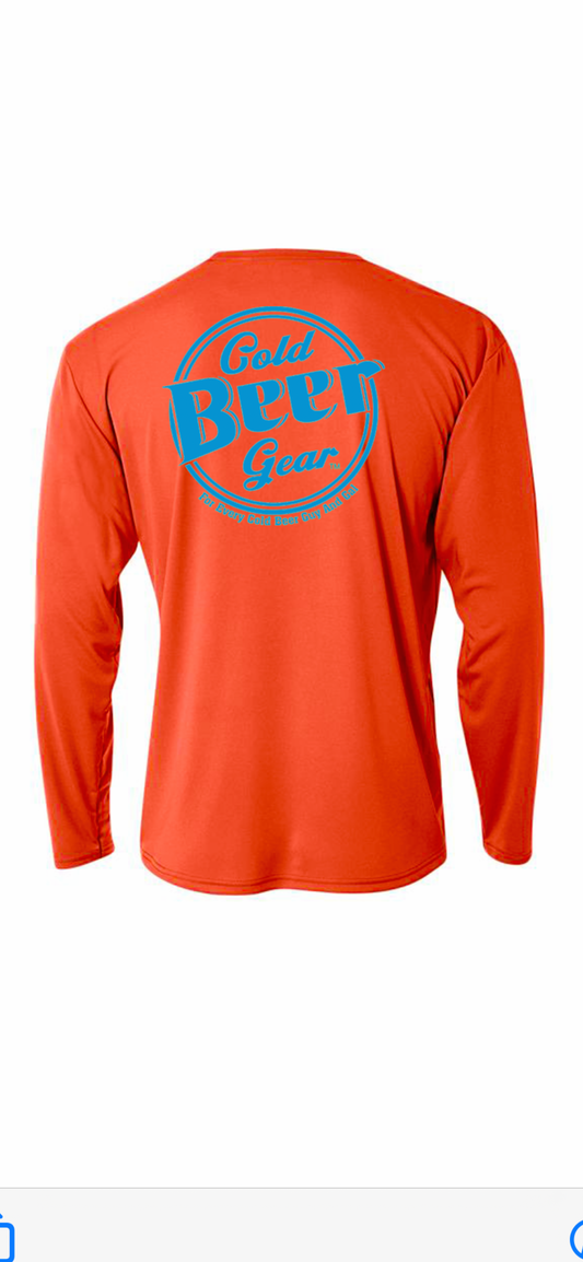 CBG Fishing Long Sleeve (NEON CORAL with Electric Blue)