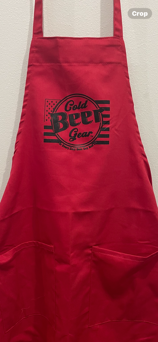 CBG APRON (RED WITH BLACK FLAG LOGO)