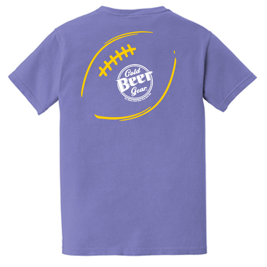 CBG COMFORT COLOR POCKET TEE (PURPLE W/ GOLD/WHITE WITH FOOTBALL)