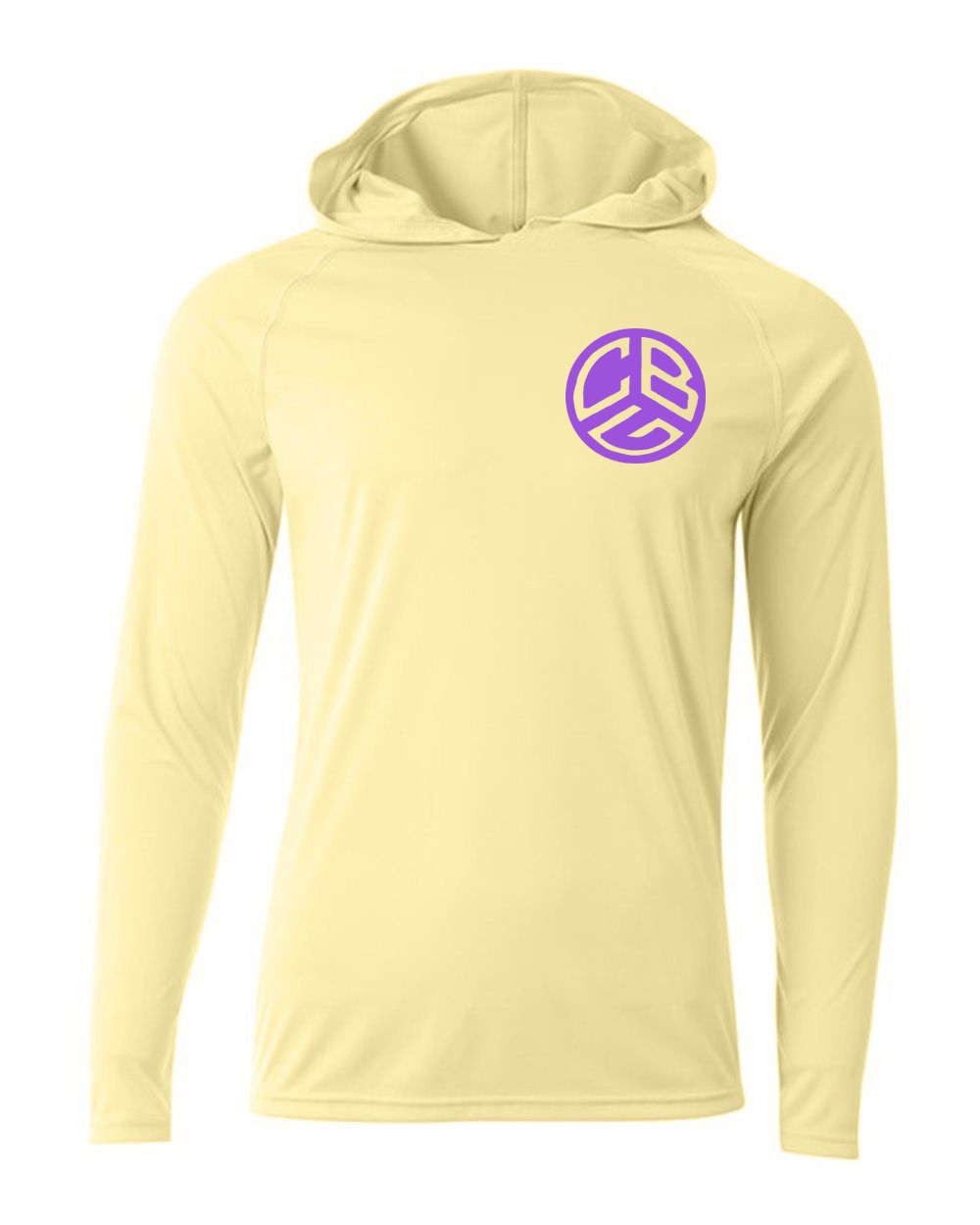 CBG HOODED FISHING LONG SLEEVE DRIFIT (YELLOW WITH PURPLE)