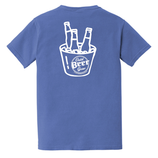 CBG COMFORT COLOR POCKET TEE (BLUE WITH WHITE WITH BEER BUCKET)