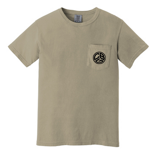 CBG COMFORT COLOR POCKET TEE (KHAKI W/BLACK WITH BEER MUG LOGO)