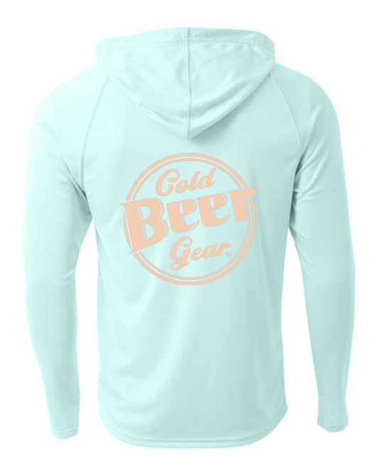 CBG HOODED FISHING LONG SLEEVE DRIFIT (SEA FOAM WITH PEACH)