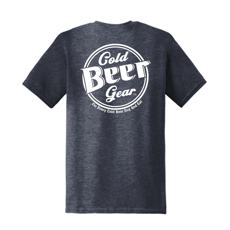 CBG Corner Logo Front /Cold Beer Gear Logo Back Short Sleeve Soft Style T (NAVY HEATHERED/WHITE)