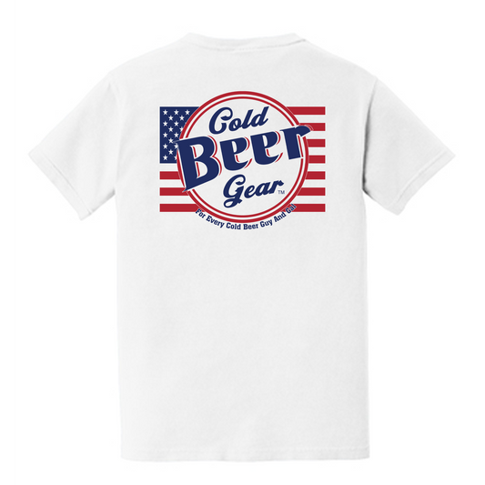 CBG COMFORT COLOR POCKET TEE (WHITE WITH CBG FLAG)